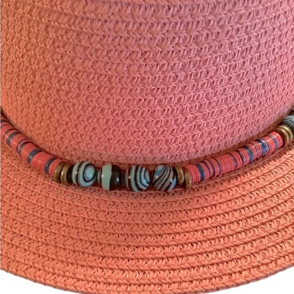 Pink Beaded Sun Beach Hat - Picture 4 of 4